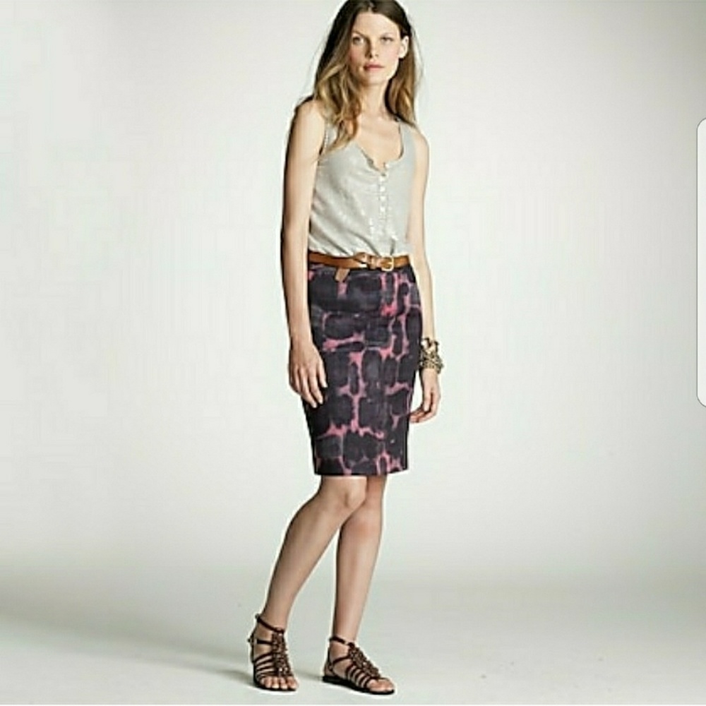 J. Crew Ink Blossom Pencil Skirt, Size 8